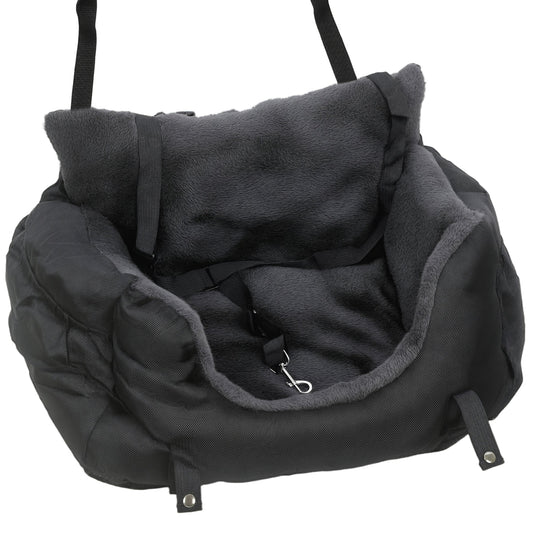 Dog Car Seat for Small Dogs with Fixed Buckle, Safety Leash, Washable Cover, 58 x 45 x 28 cm, Black