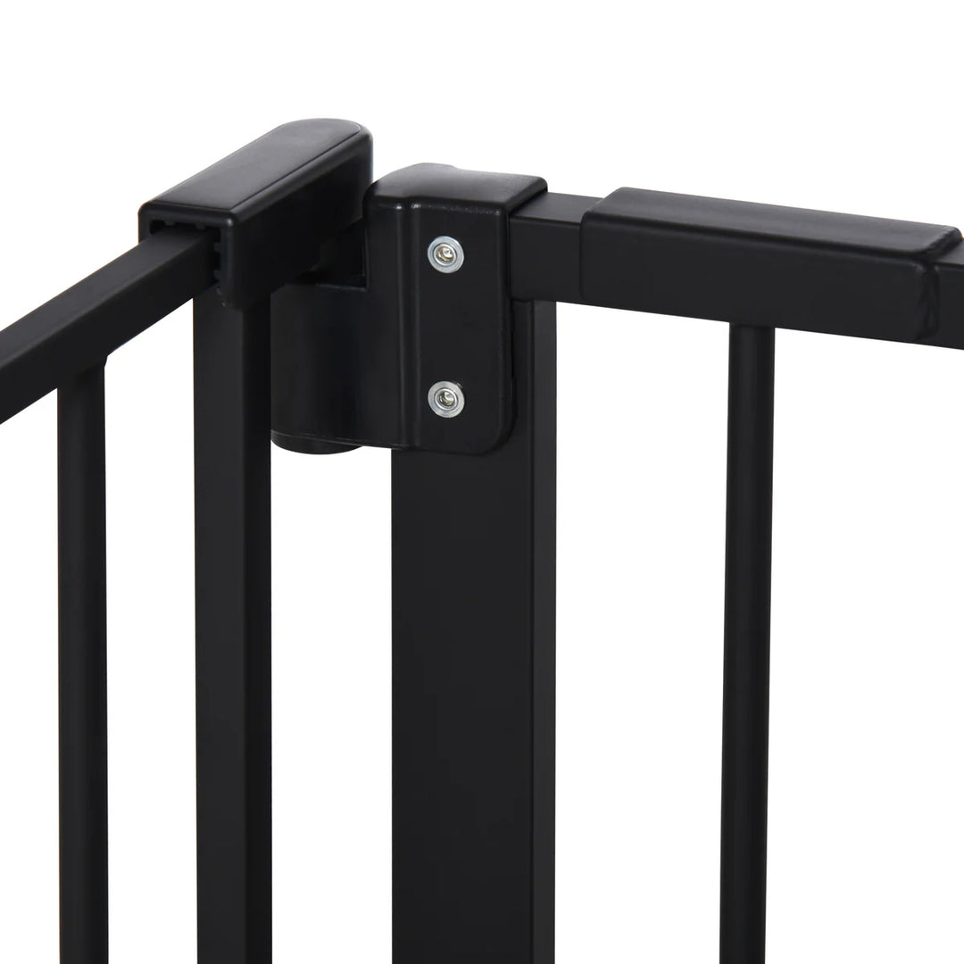 Retractable Pet Safety Gate with 3 Extensions and Adjustable Screws 76.2 x 152.3 cm - Black