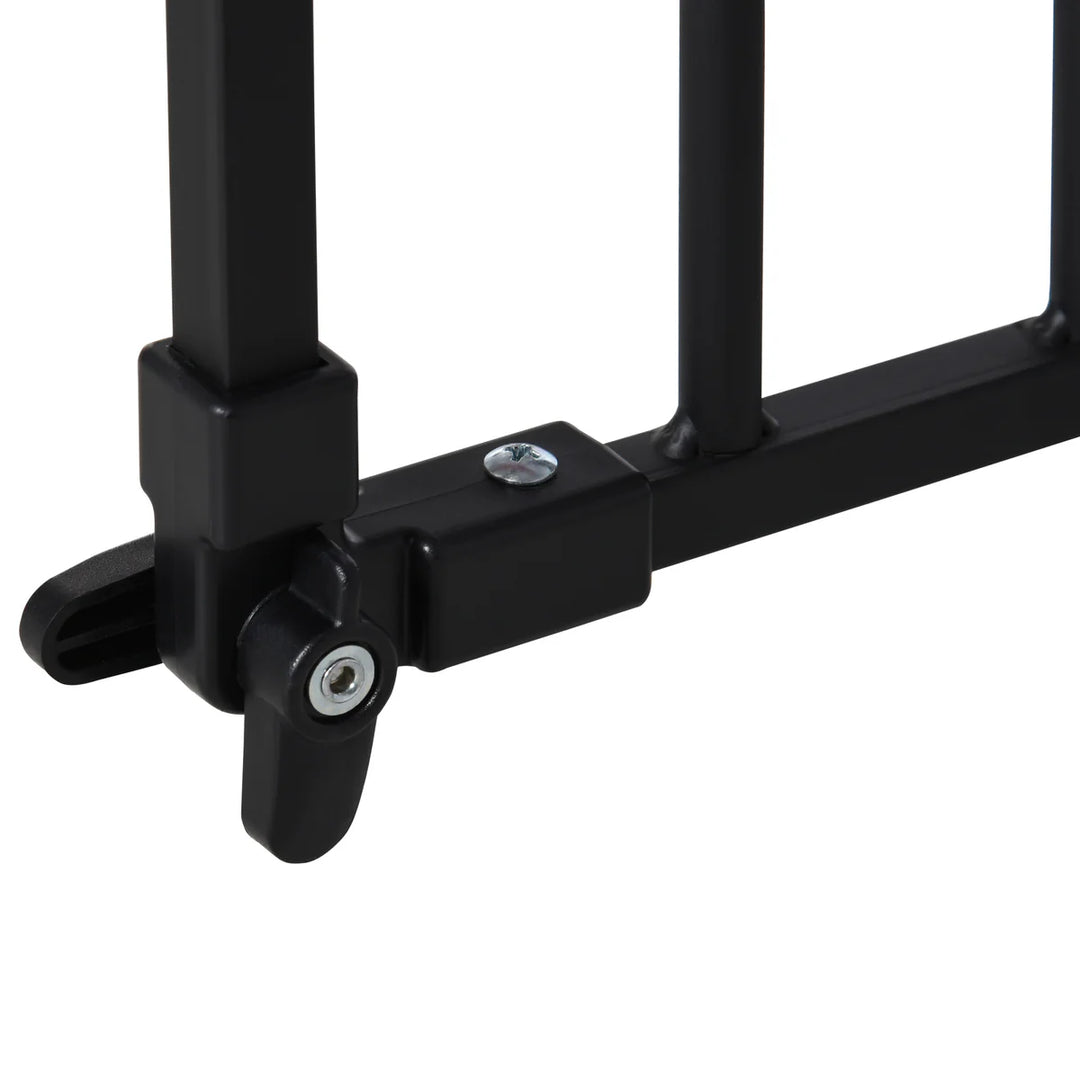 Retractable Pet Safety Gate with 3 Extensions and Adjustable Screws 76.2 x 152.3 cm - Black