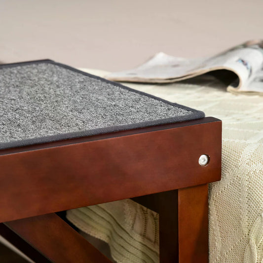 Pet Ramp for Dogs with Non-Slip Carpet Top Platform Pine Wood 188 x 40.5 x 63.5 - Brown Grey