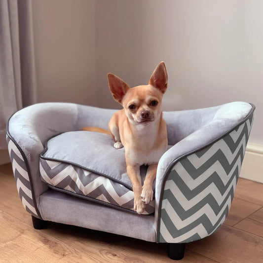 Dog Sofa for XS Dogs with Removable Sponge Cushion - Grey