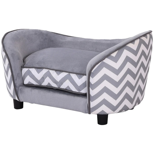 Dog Sofa for XS Dogs with Removable Sponge Cushion - Grey