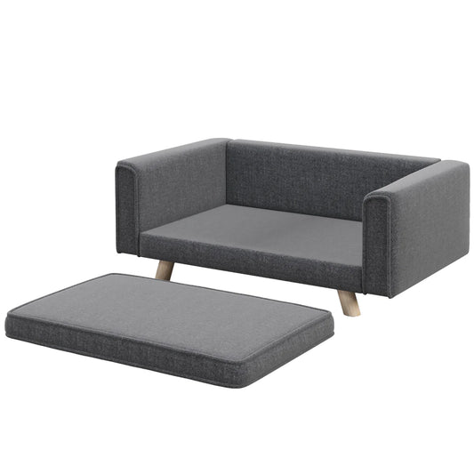 Elevated Dog Sofa Bed for Small and Medium Dogs with Removable Cushion Cover - Grey